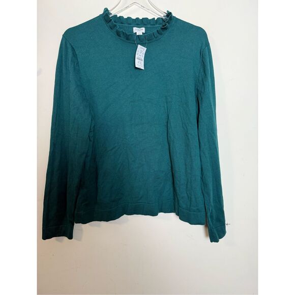 NEW NWT J. Crew Factory Ruffle Neck Sweater  Size: XXL Alpine Green - Picture 1 of 3